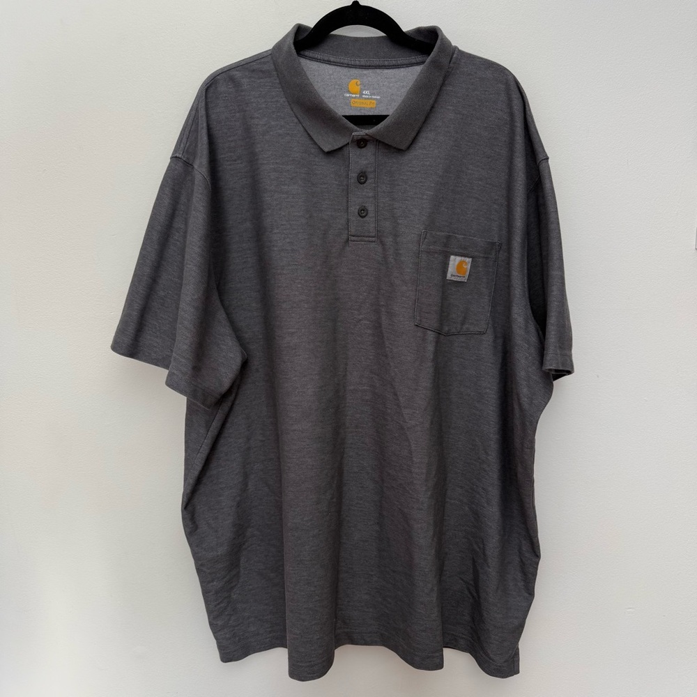Carhartt Original Fit Polo Shirt Mens 4XL Gray Pocket Logo  Workwear Casual New